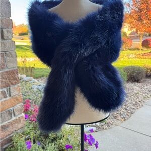 Mix No. 6 Faux Fur shawl shrug  in Midnight Blue